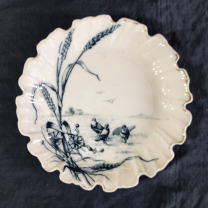 Bird Design Scalloped Edge Brown Westhead & Moore Fruit Dishes