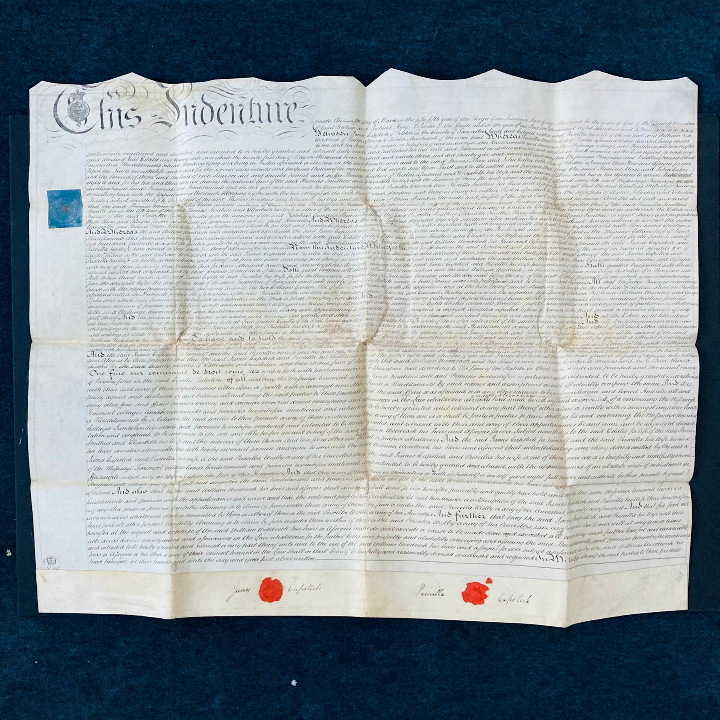  Antique Vellum Indenture Manuscript Document