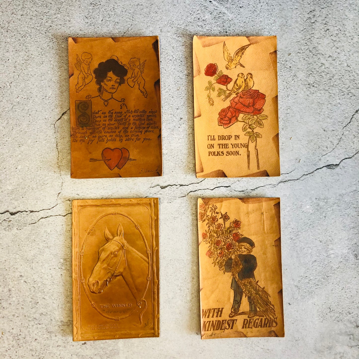 Vintage Ephemera Vintage Leather Postcards