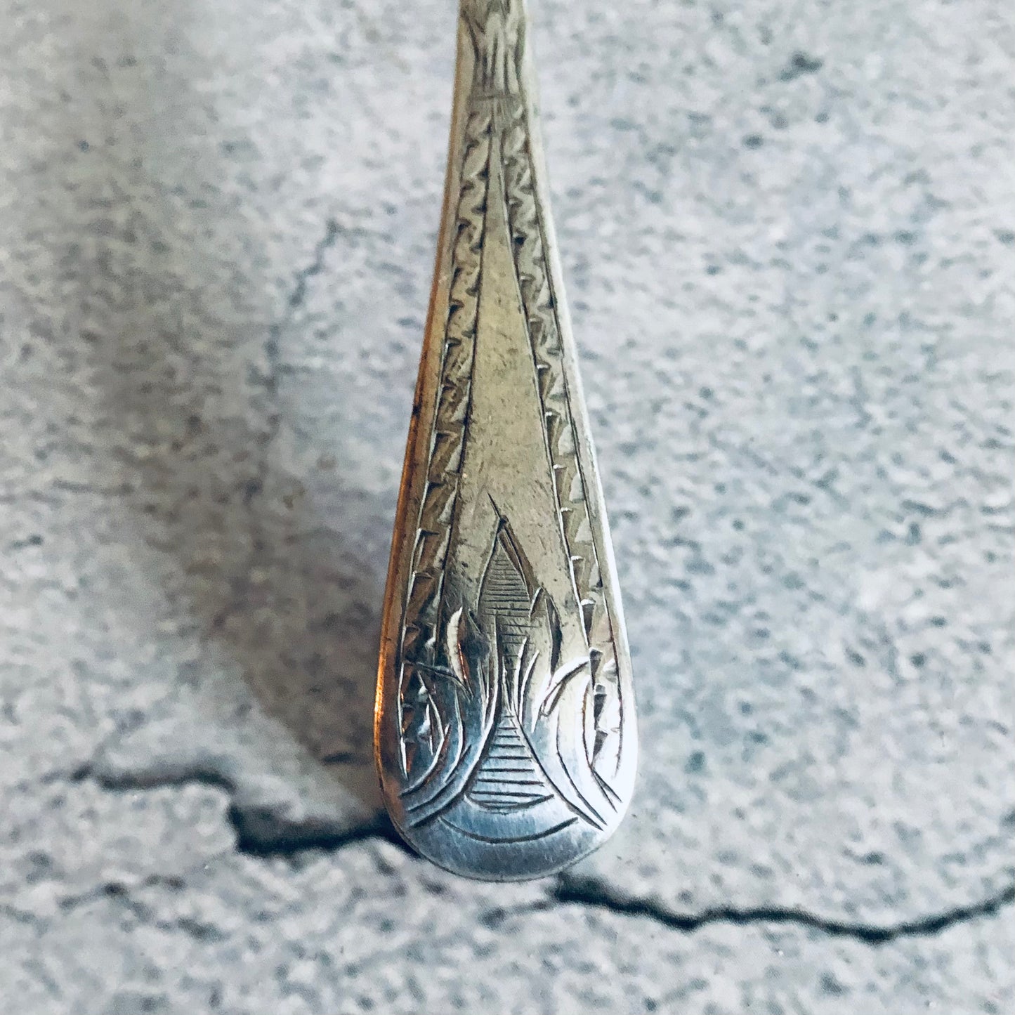 The Headhunter Fredrick - Antique Engraved Jam / Dessert Spoon