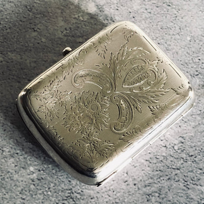 Antique Sterling Silver Card Case Beautiful Engraving Birmingham 1894