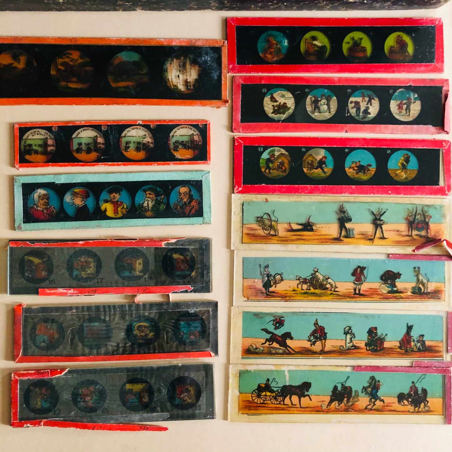 Antique Magic Lantern Glass Slides  