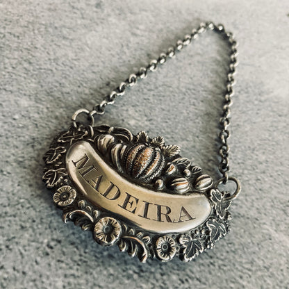 Antique Silver Decanter Bottle Label Madeira