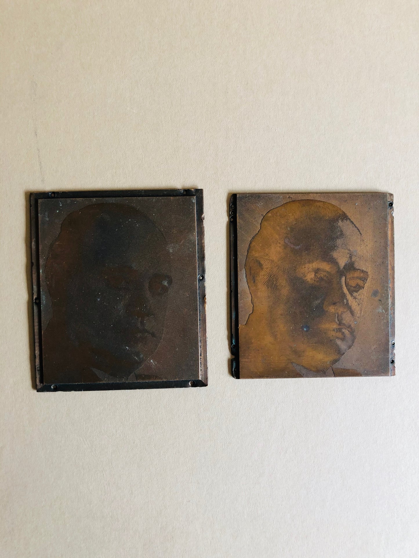 The Director Evan - Pair of Small Vintage Copper Printing Plates