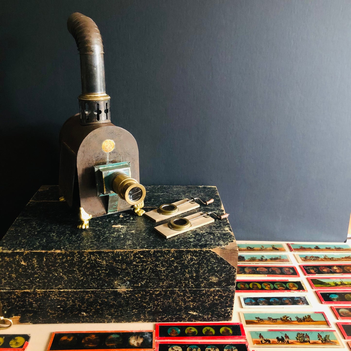 Antique Magic Lantern and Glass Slides 