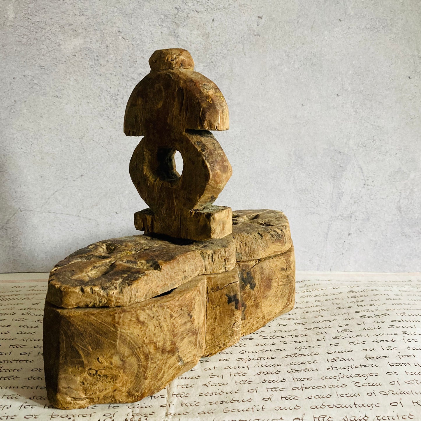 Antique Indian Wooden Spice Box Swivel Lid