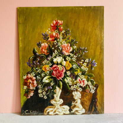 Oil On Board Floral Painting