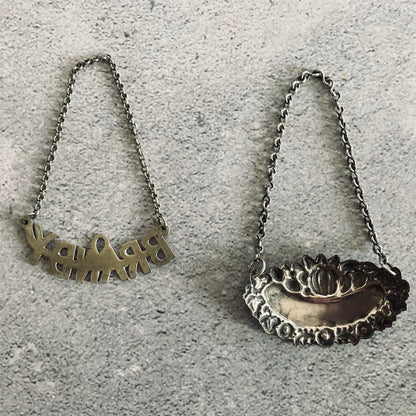 Antique Silver Decanter Bottle Label