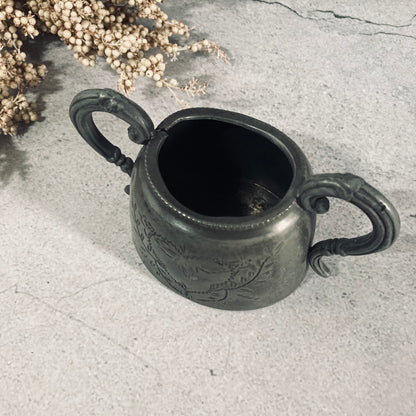 Antique English Pewter Engraved Sugar Bowls