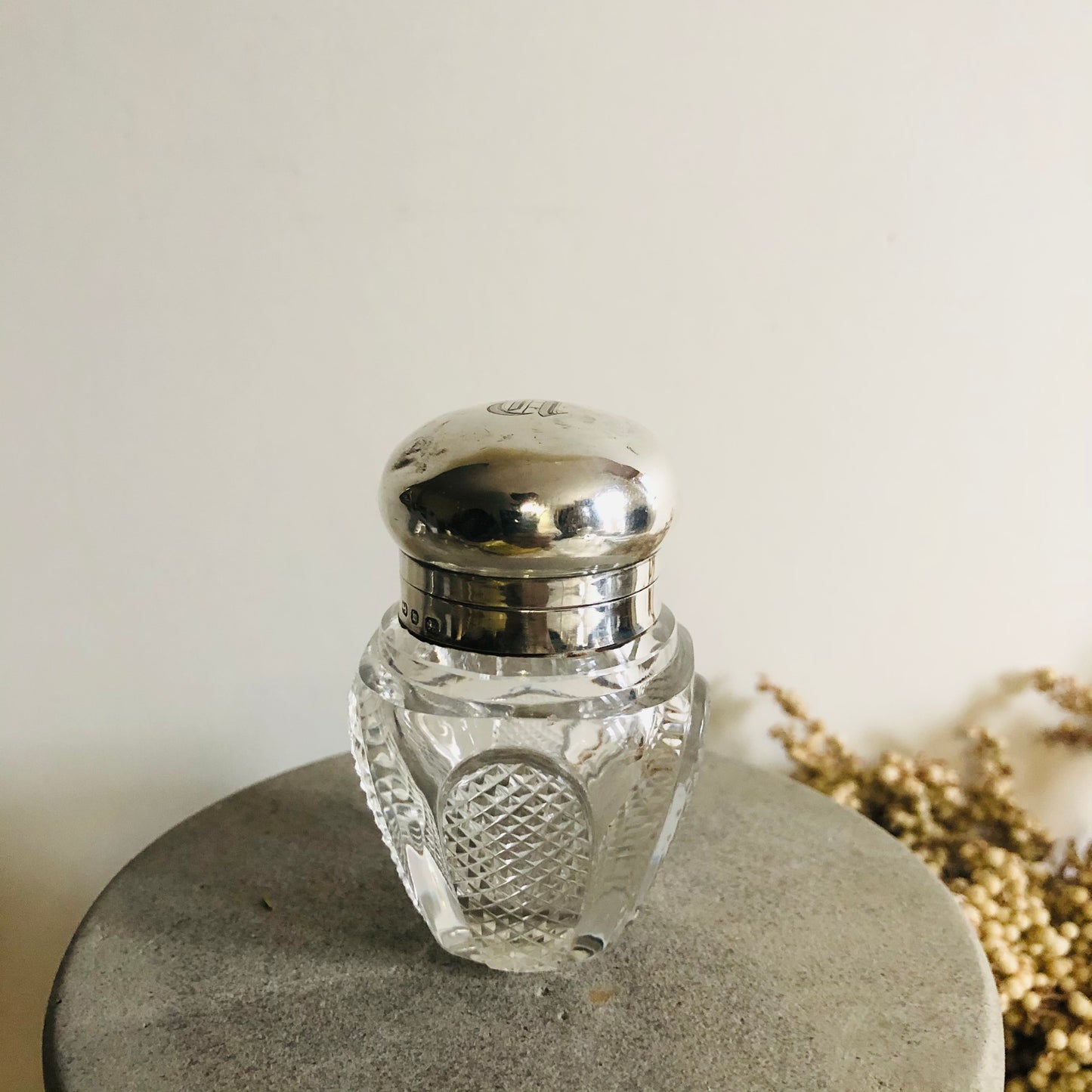 Antique Silver Topped Scent Bottle | Vanity Bottle Birmingham 1886