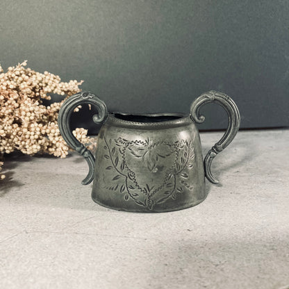 Antique English Pewter Engraved Sugar Bowls