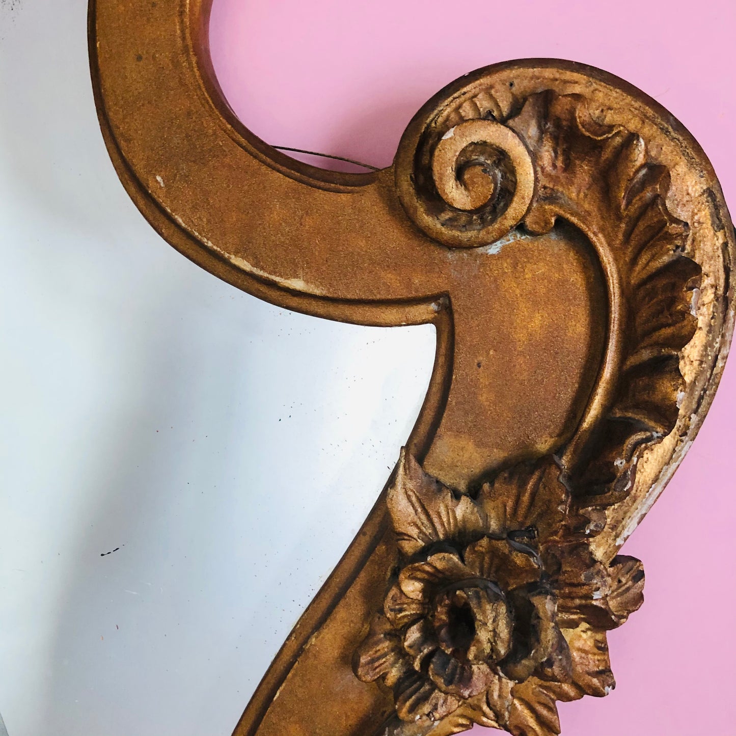 French Antique Wooden Carved Rococo Wall Mirror