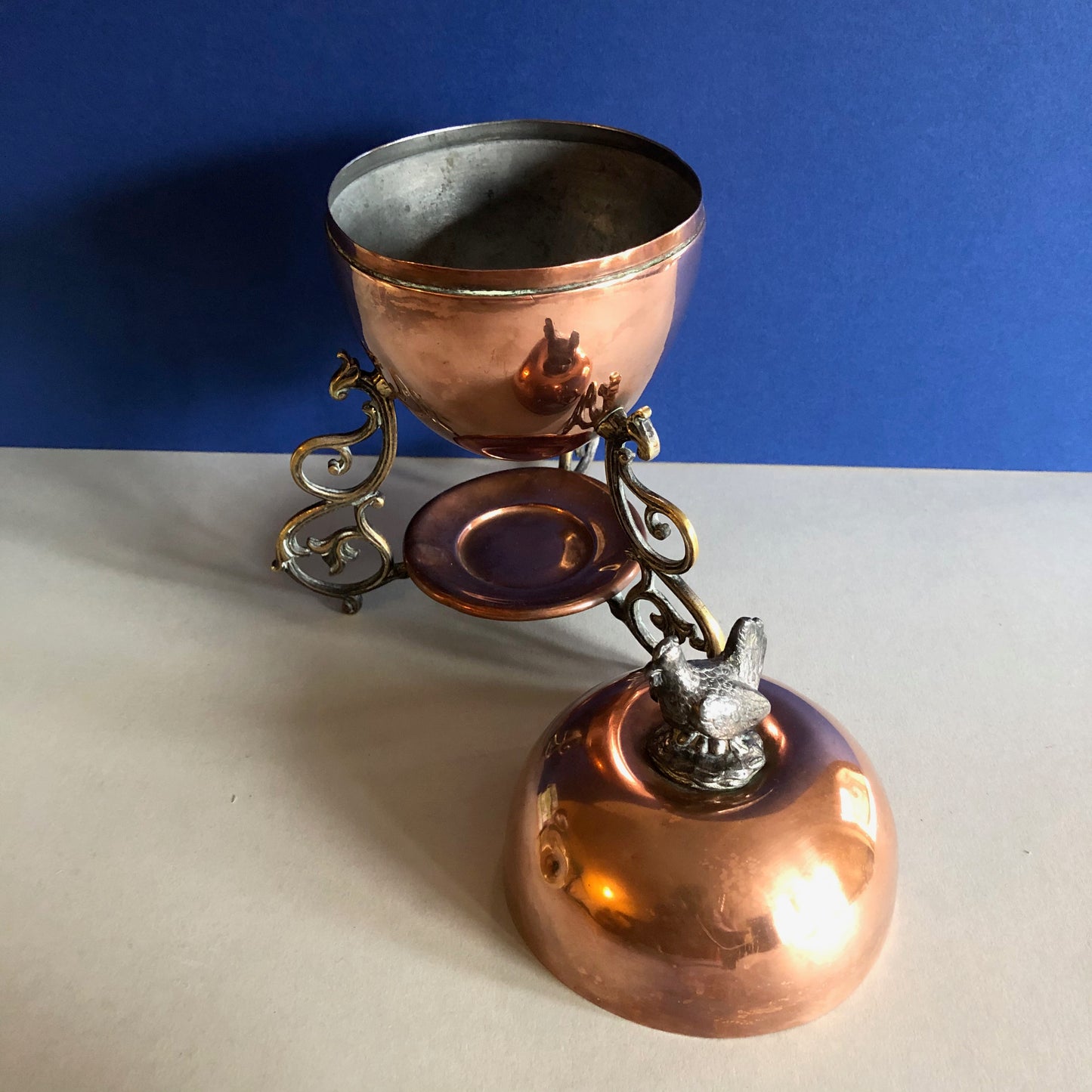 The Groom Louis - Rare Arts & Crafts Antique Copper Egg Coddler