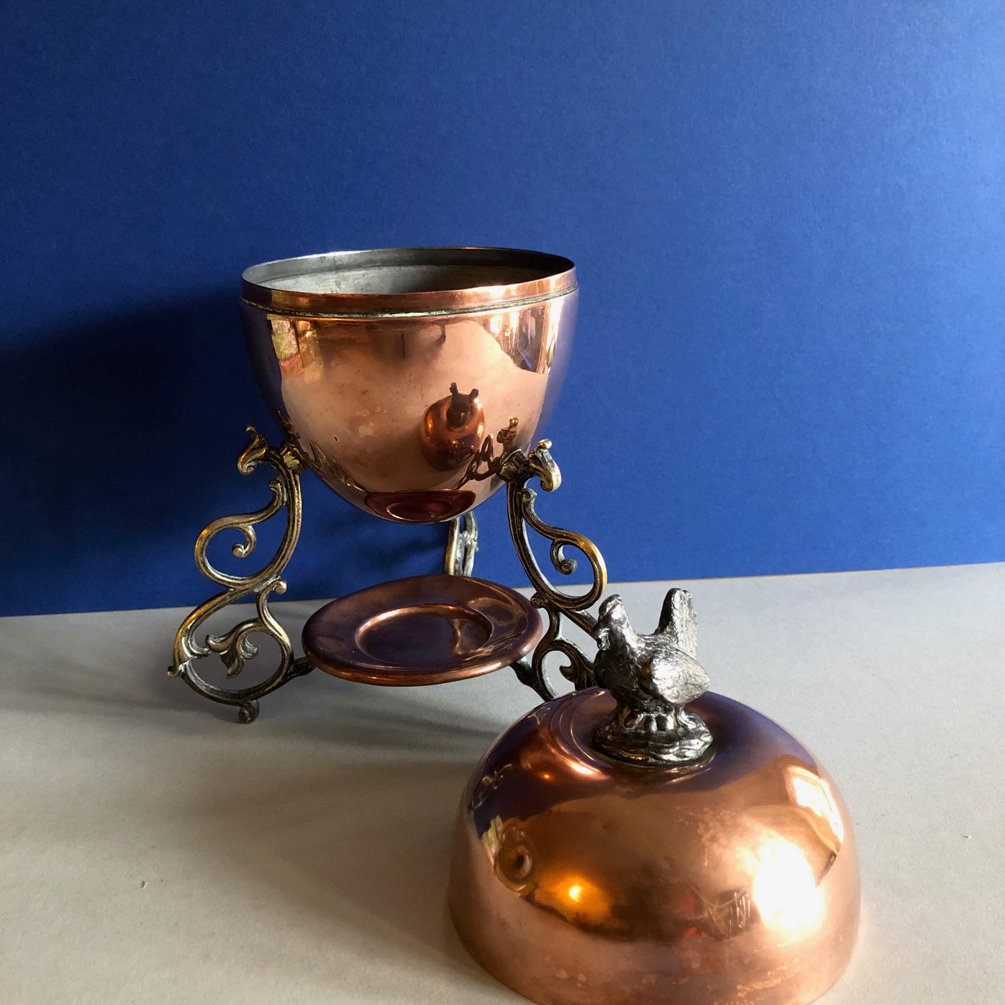 The Groom Louis - Rare Arts & Crafts Antique Copper Egg Coddler