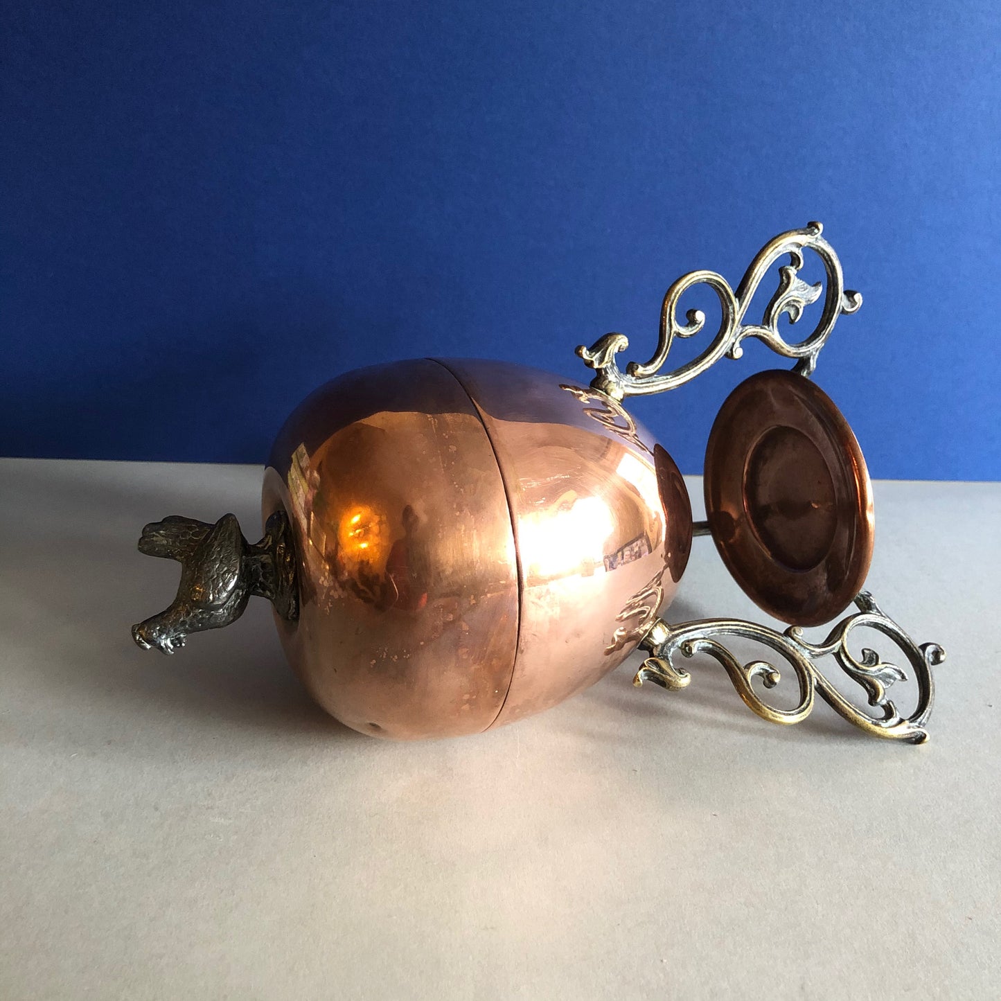 The Groom Louis - Rare Arts & Crafts Antique Copper Egg Coddler