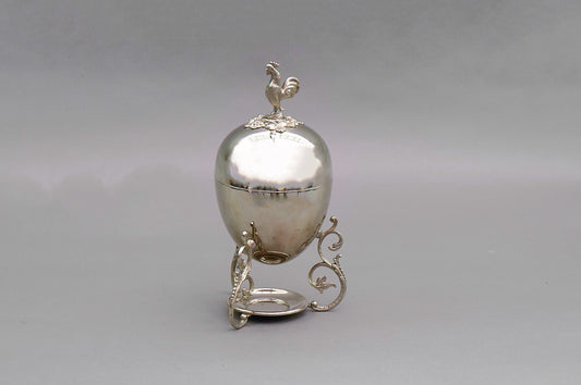 The Groom Steve - Silver Plated Egg Coddler with Rooster Finial