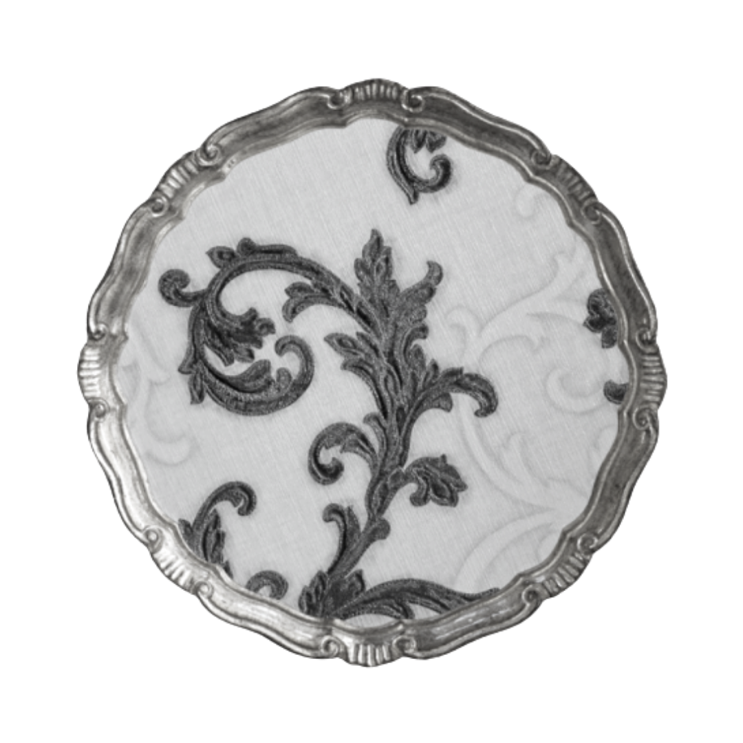 The Tattooist Susan - Silver & White Scroll Leaf Florentine Tray