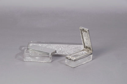 The Mixologist Kira - Set of Heavy Cut Glass Jars with Solid Silver Lids