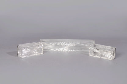 The Mixologist Kira - Set of Heavy Cut Glass Jars with Solid Silver Lids