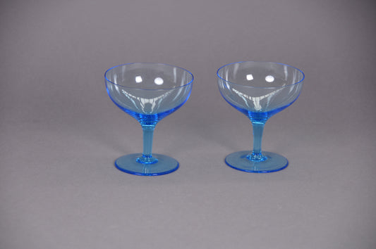 The Stripper Hayden - Pair Of Vintage Blue Champagne Saucers