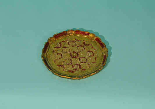 The Tattooist Arthur - Gold and red small round papier mache tray