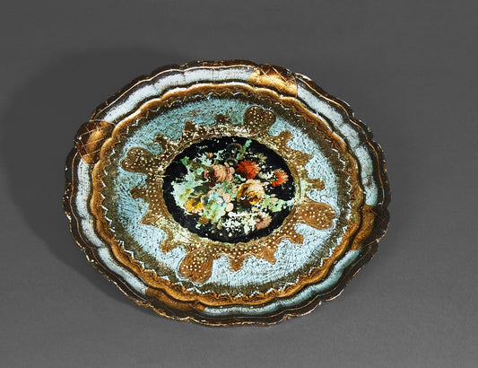 The Tattooist Elizabeth - Rose Patterned Florentine Papier Mache Tray