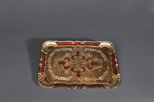The Tattooist Fabian - Gold and Red Rectangle Papier Mache Tray